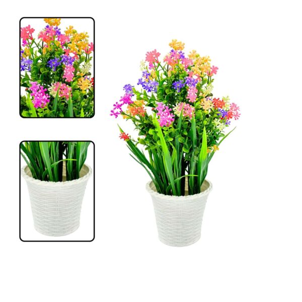Wild Artificial Flower Plants With Cute Hexa Pot Flower Plant For Home Office D?cor Tabletop And Desk Decoration Artificial Flower For Balcony Indoor D?cor (RV-AP5) - Image 2
