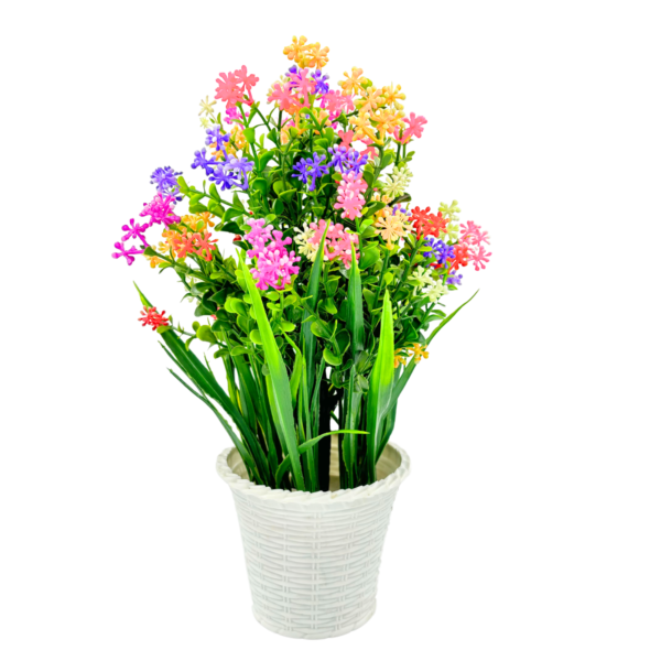 Wild Artificial Flower Plants With Cute Hexa Pot Flower Plant For Home Office D?cor Tabletop And Desk Decoration Artificial Flower For Balcony Indoor D?cor (RV-AP5)