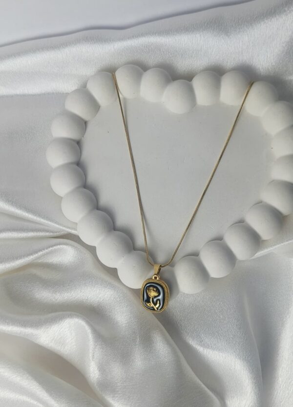 Black Rose Frame Pendant Necklace - Image 2