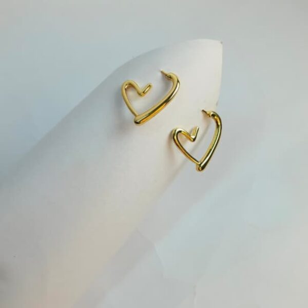 Love Line Studs – Artistic Gold Hearts - Image 2