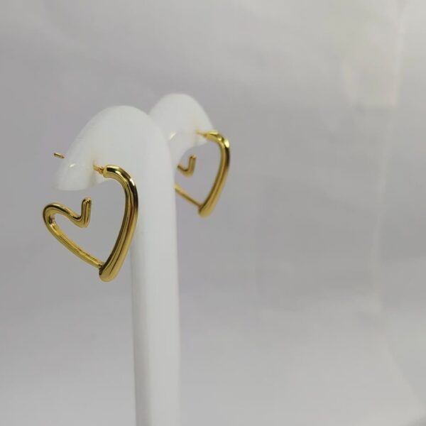 Love Line Studs – Artistic Gold Hearts - Image 3
