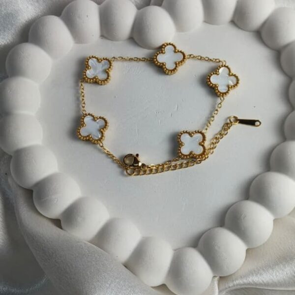 Elegant Four Leaf Charm – Gold-Plated Bracelet of Luck & Style - Image 2