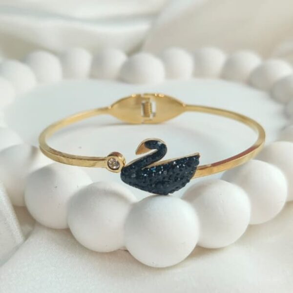 Black Swan Crystal Gold Cuff Bracelet – Elegant Statement Jewelry