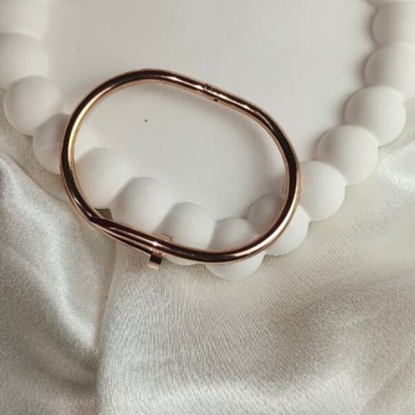 Rose Gold Sleek Nail Bangle – Chic Modern Minimalist Jewelry - Image 3