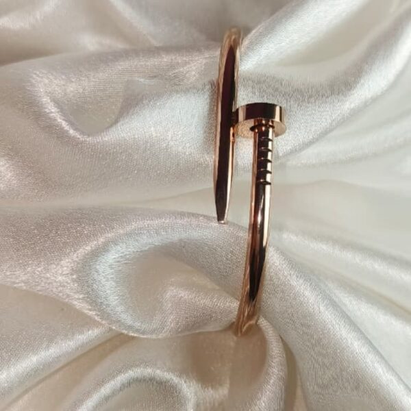 Rose Gold Sleek Nail Bangle – Chic Modern Minimalist Jewelry - Image 2