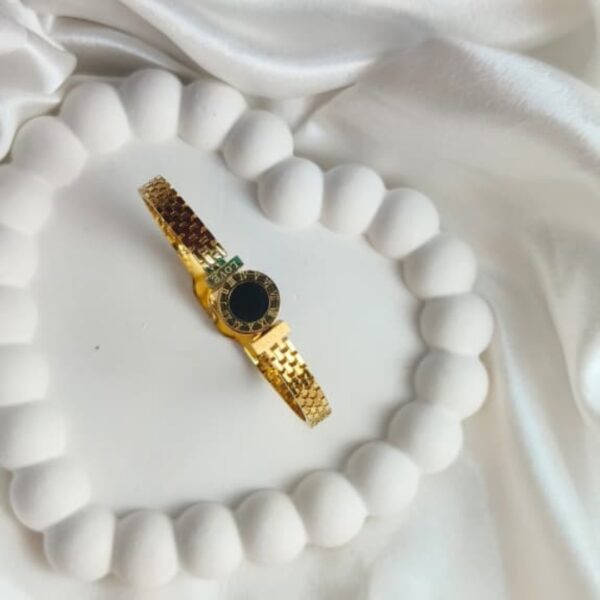 Luxury Roman Numeral Black Onyx Gold Bracelet - Image 2