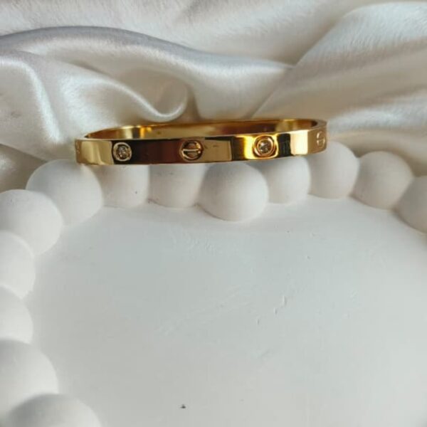Gold Cartier-Inspired Love Bracelet with Crystal Accents – Unisex Luxury Bangle