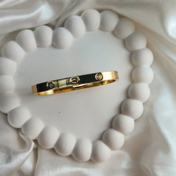 Round Cartier-Inspired Love Bracelet – Gold-Plated Bangle with Crystal Accents for Men & Women (Copy)