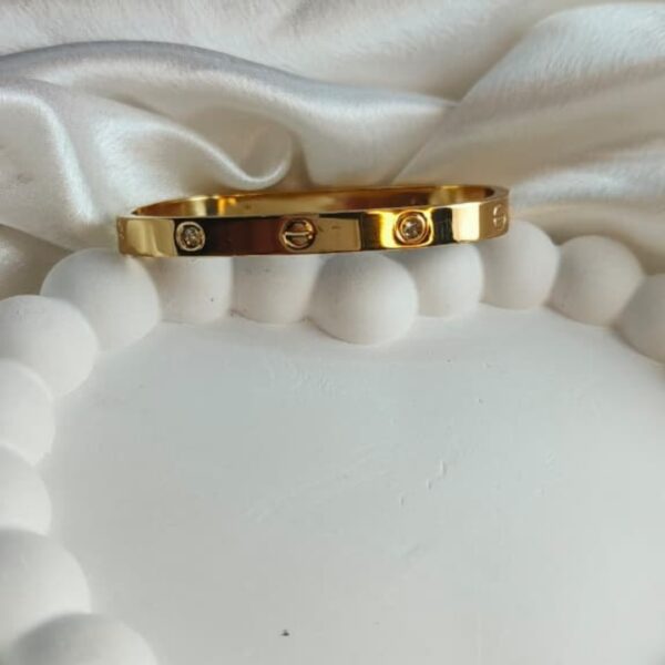 Round Cartier-Inspired Love Bracelet – Gold-Plated Bangle with Crystal Accents for Men & Women (Copy) - Image 2