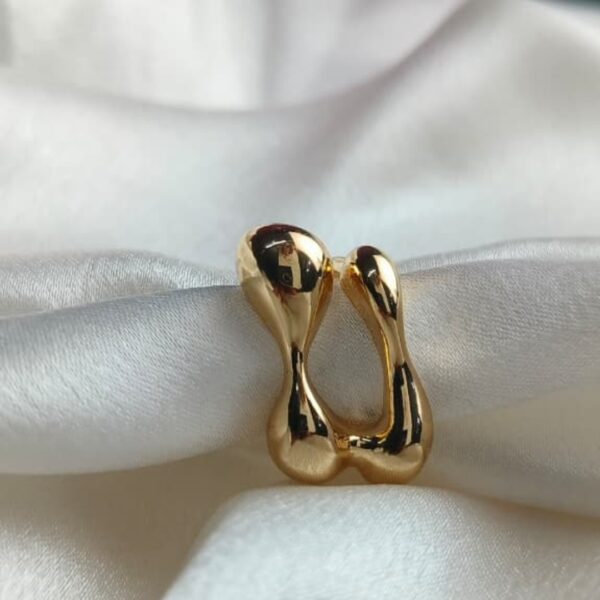 Bold Wave Design Gold Adjustable Ring